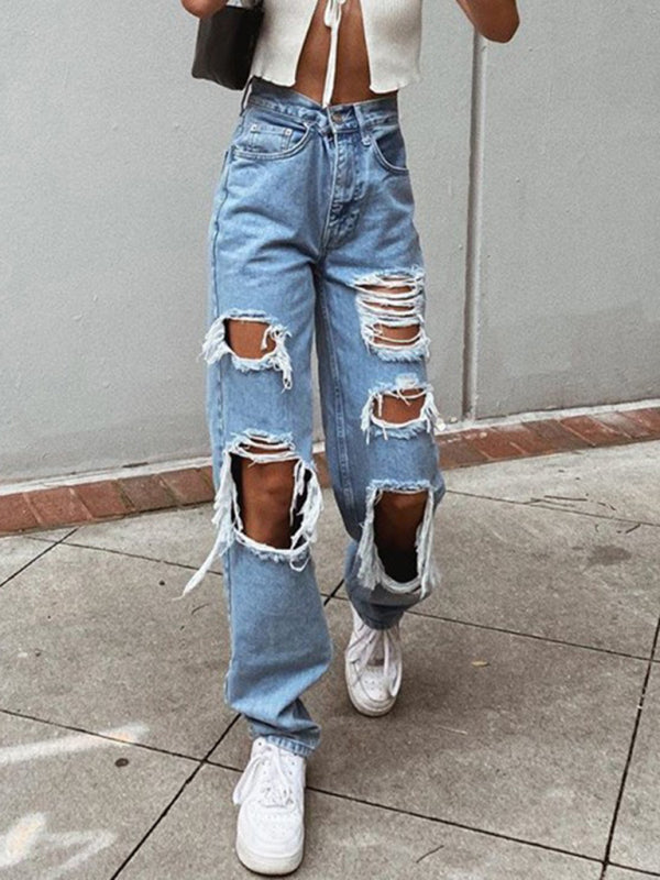 Loose Cut Out Denim Jeans