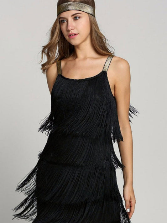 Tiered Fringe Slip Dress