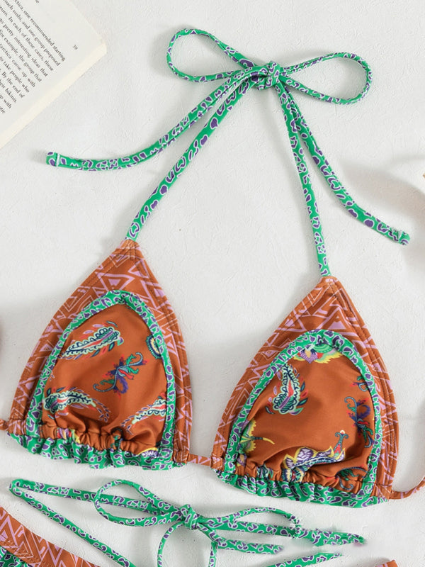 Printed Tie-Back Bikini Set