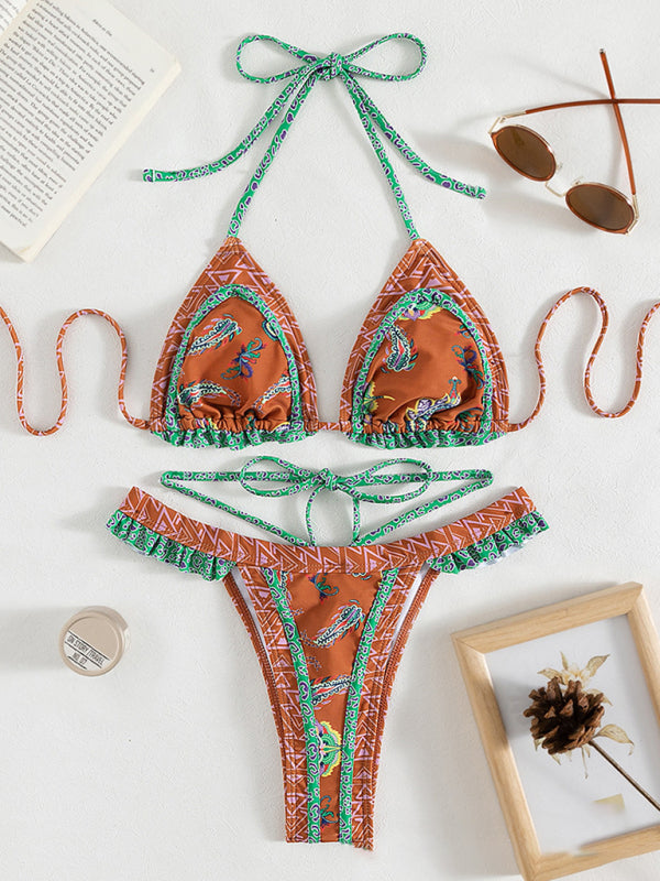 Printed Tie-Back Bikini Set