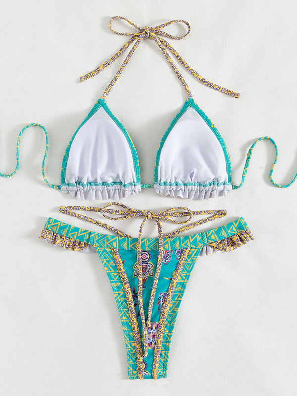 Printed Tie-Back Bikini Set