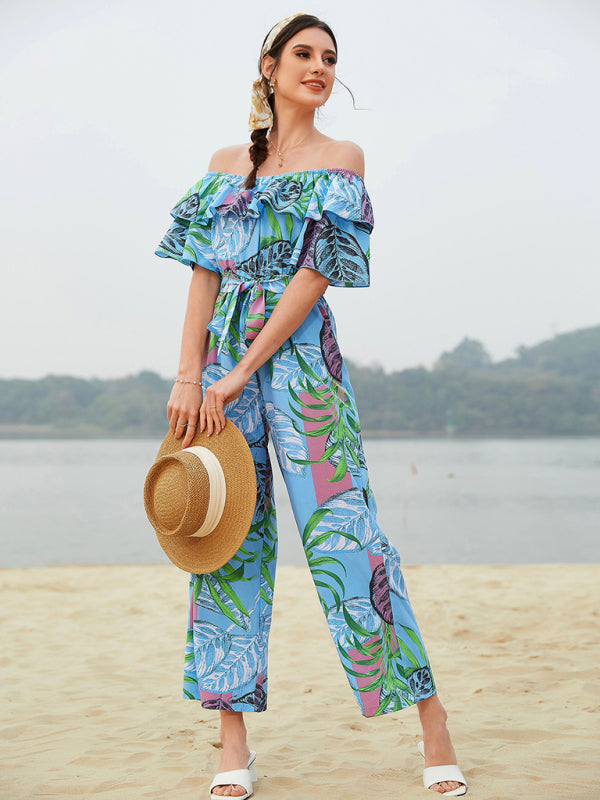 Printed Off-The-Shoulder Jumpsuit