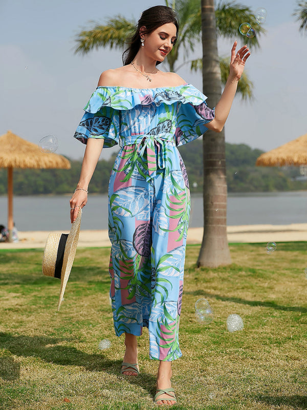 Printed Off-The-Shoulder Jumpsuit