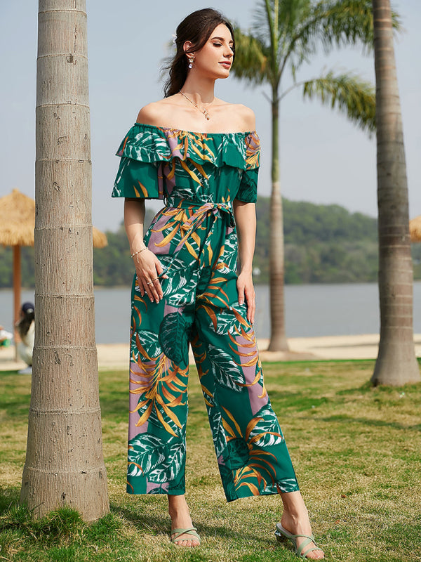 Printed Off-The-Shoulder Jumpsuit