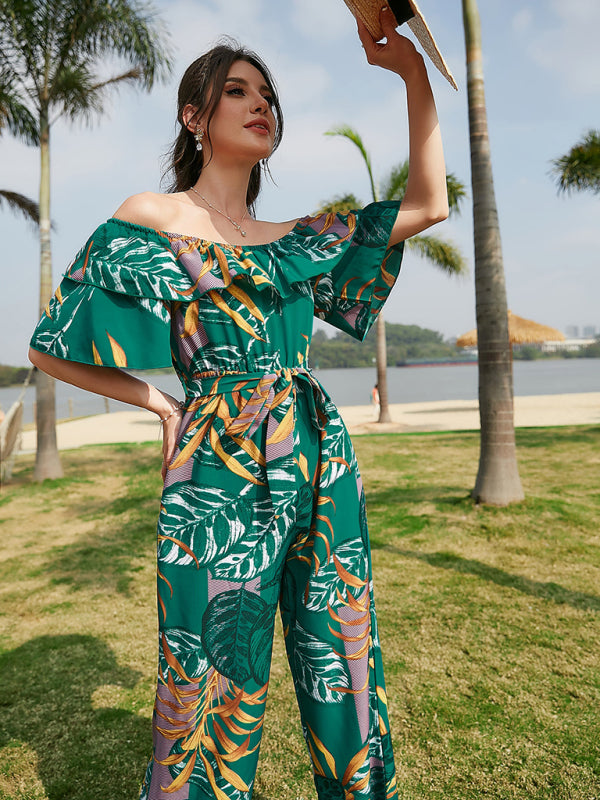 Printed Off-The-Shoulder Jumpsuit