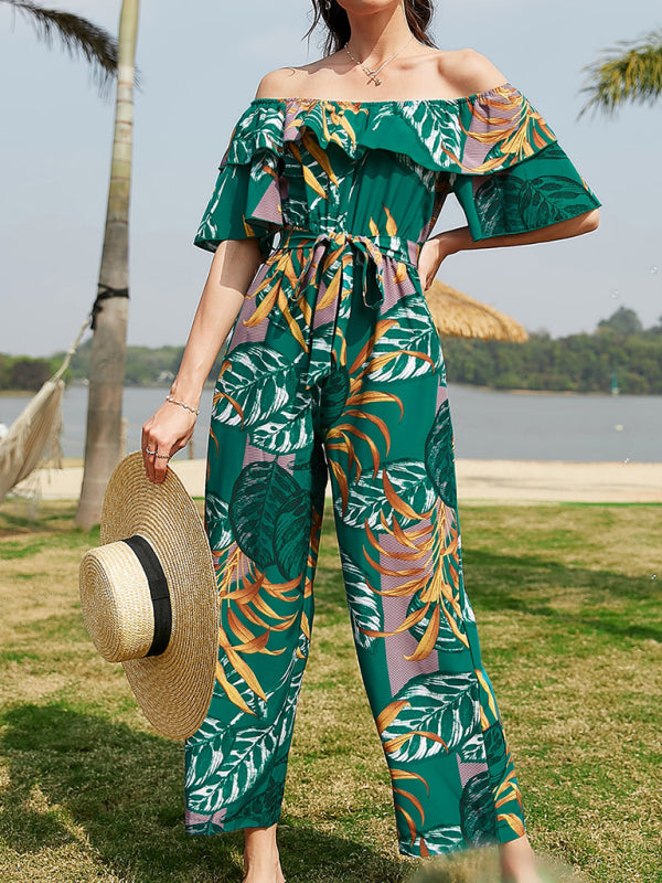 Printed Off-The-Shoulder Jumpsuit