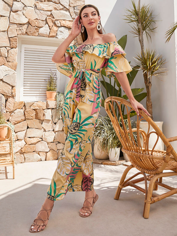 Printed Off-The-Shoulder Jumpsuit