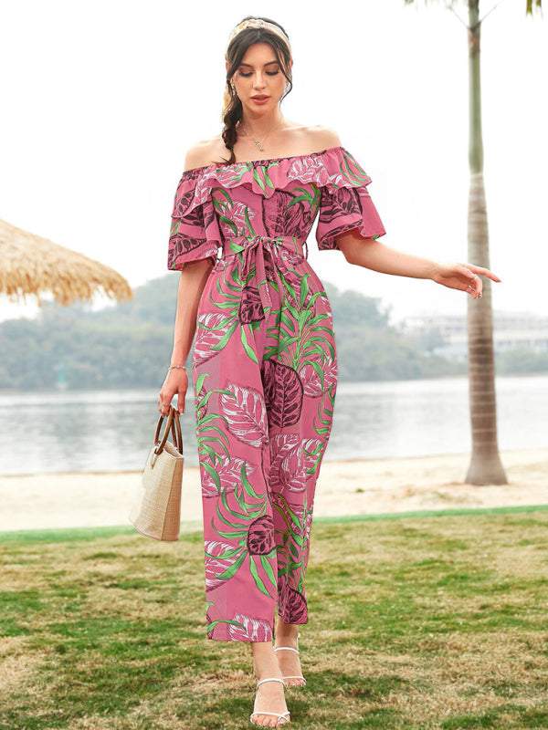 Printed Off-The-Shoulder Jumpsuit