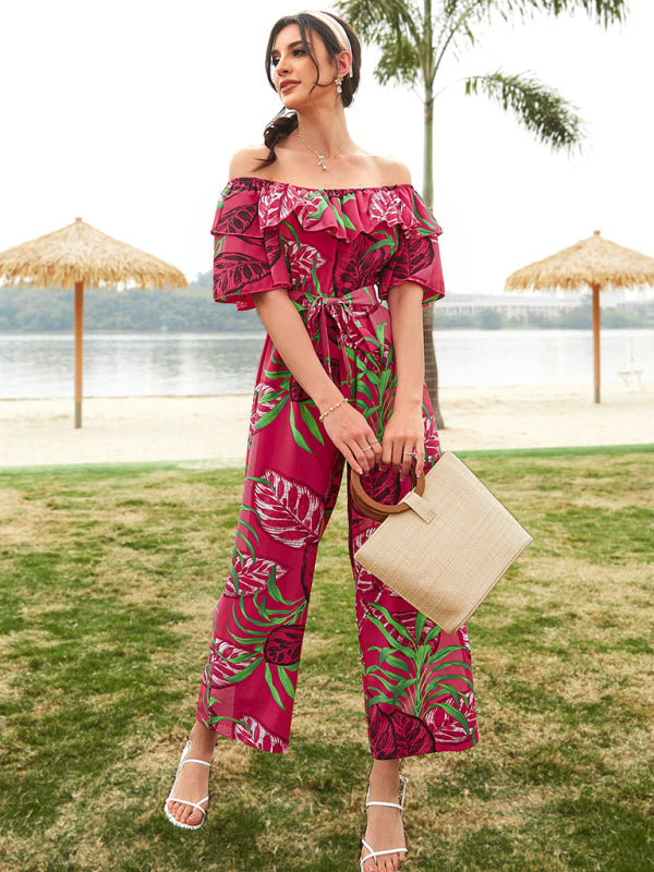 Printed Off-The-Shoulder Jumpsuit