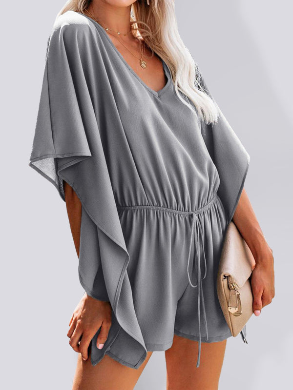 V-Neck Drawstring Romper