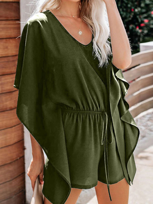 V-Neck Drawstring Romper