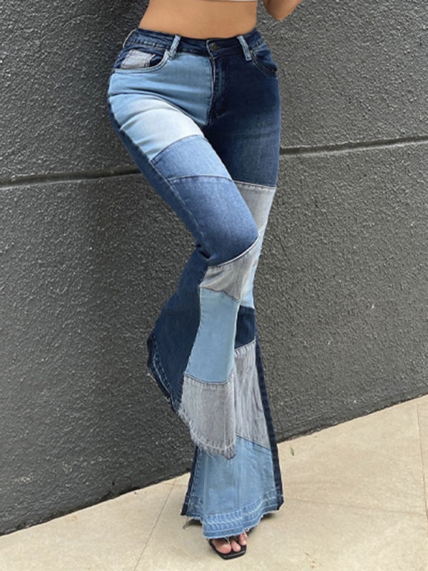 Two Tone Flare Jeans