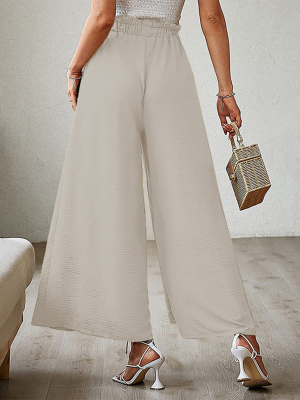 Textured Tie Front Wide Leg Pants