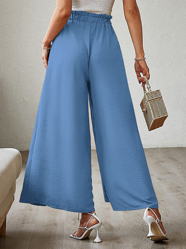 Textured Tie Front Wide Leg Pants