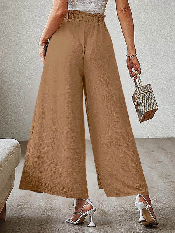 Textured Tie Front Wide Leg Pants