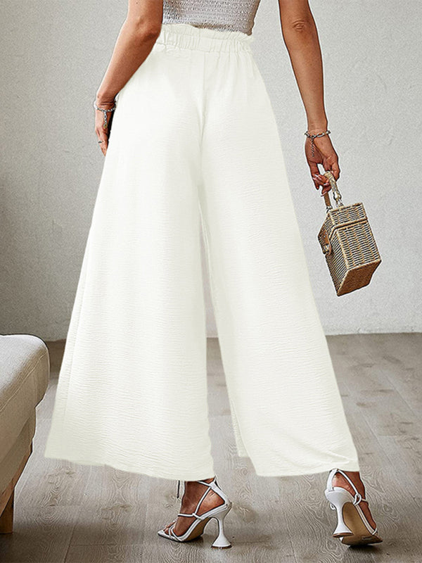 Textured Tie Front Wide Leg Pants