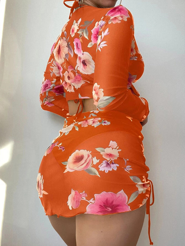 Printed Drawstring Bikini Set