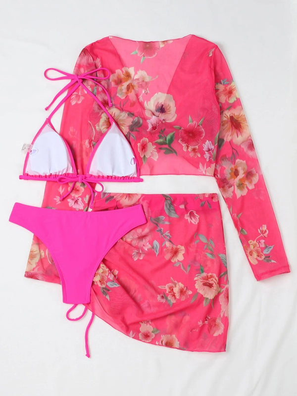 Printed Drawstring Bikini Set