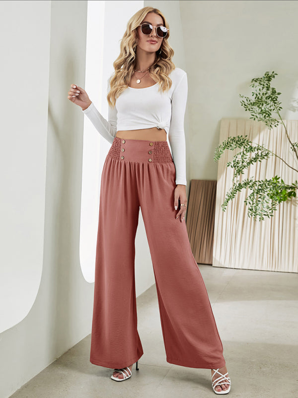 Smocked High Waist Pants