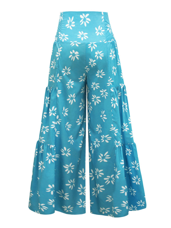 Printed Smocked-Waist Pants