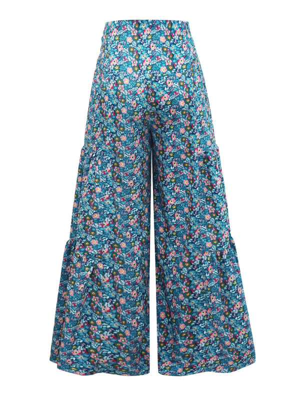 Printed Smocked-Waist Pants