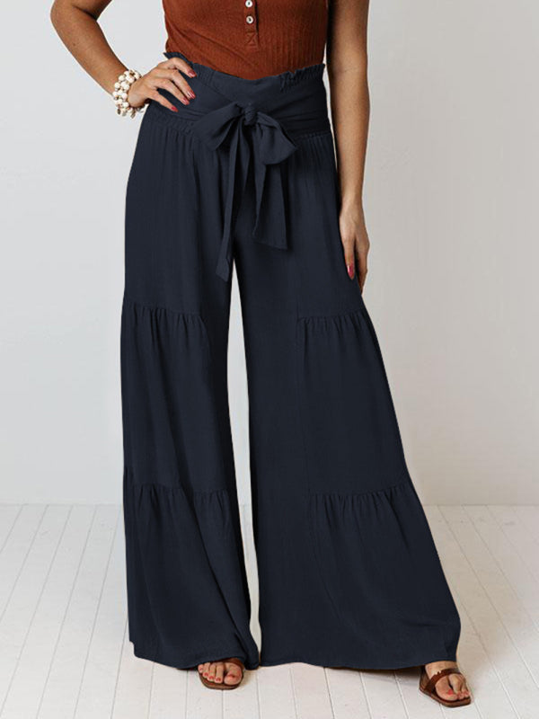 Tiered Wide-Leg Smocked Pants