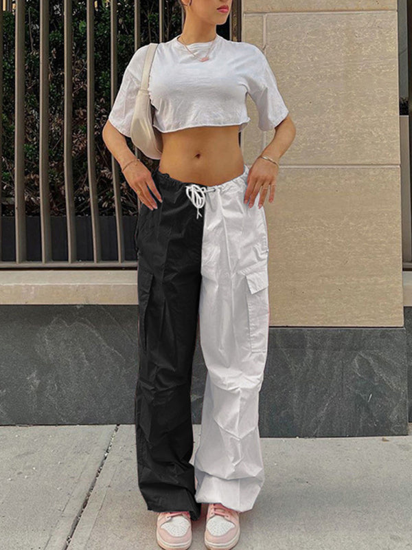 Drawstring-Waist Parachute Pants