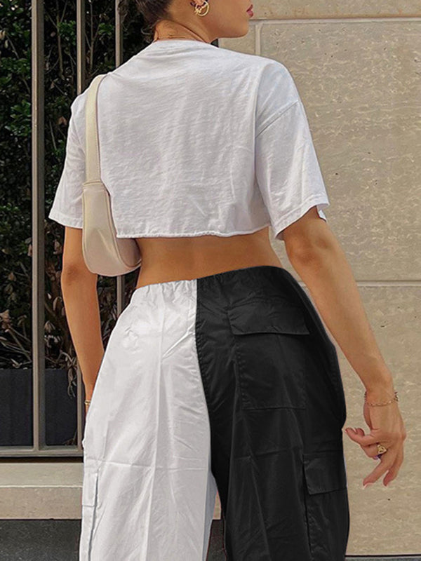 Drawstring-Waist Parachute Pants