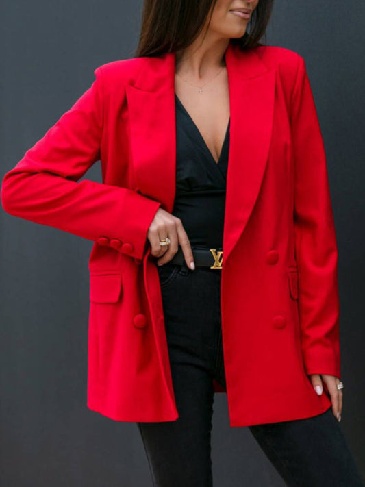 Double-Breasted Open Front Blazer