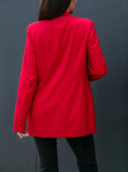 Double-Breasted Open Front Blazer