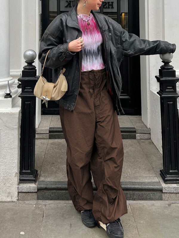 Baggy Drawstring Parachute Pants