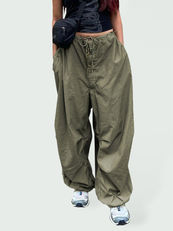 Baggy Drawstring Parachute Pants