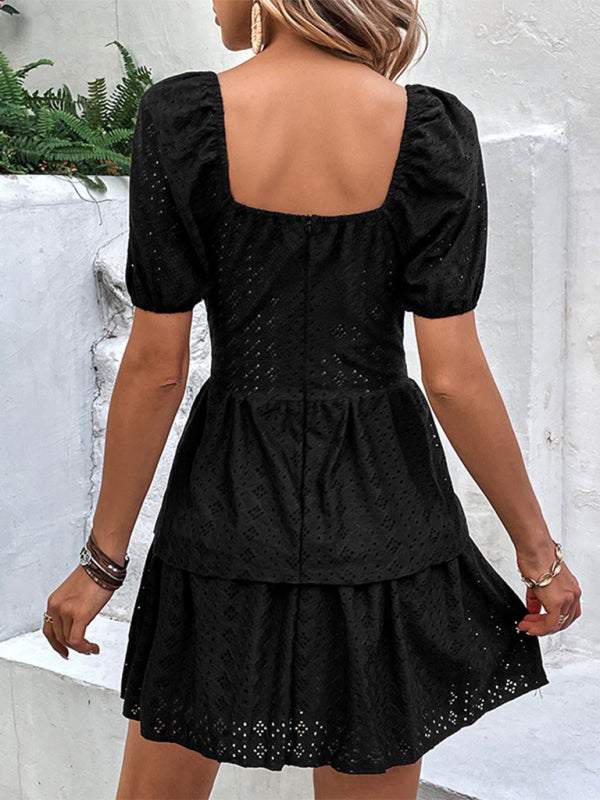 Tiered Eyelet Mini Dress