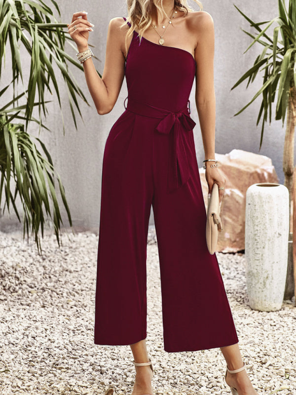 One-Shoulder Tie Jumpsuit