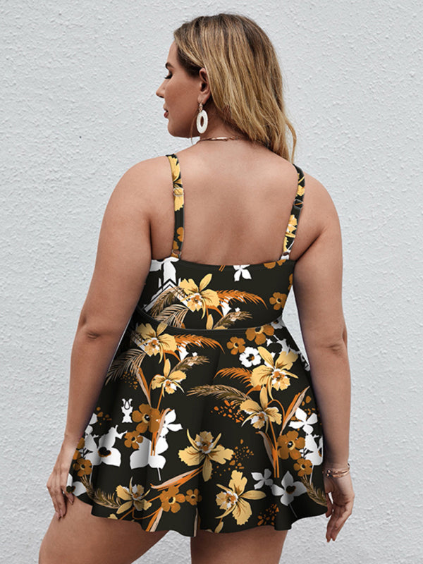 Plus Size - Printed Swimsuit Set