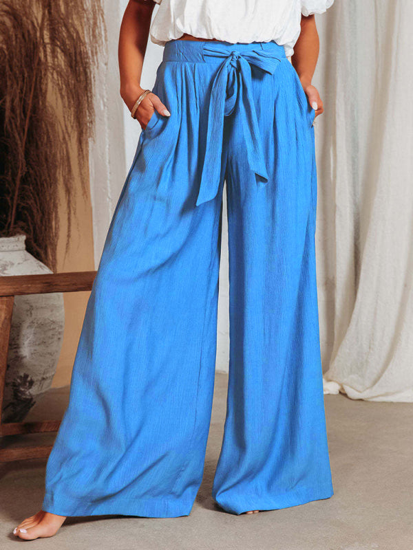 Paperbag-Waist Wide-Leg Pants