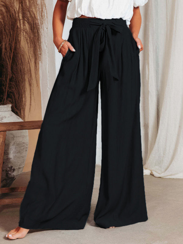 Paperbag-Waist Wide-Leg Pants