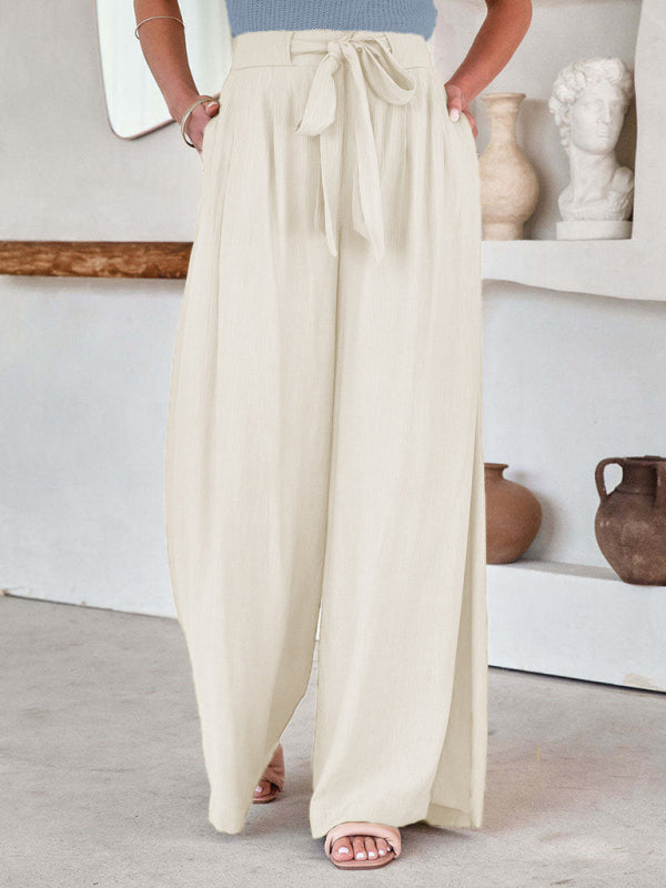 Paperbag-Waist Wide-Leg Pants