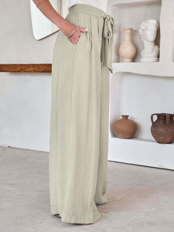 Paperbag-Waist Wide-Leg Pants