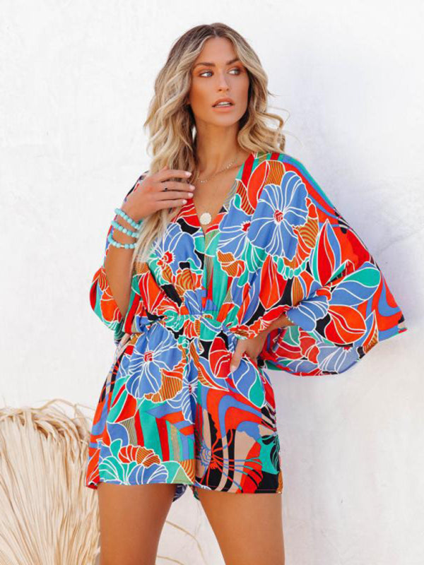 Printed Boho V-Neck Romper