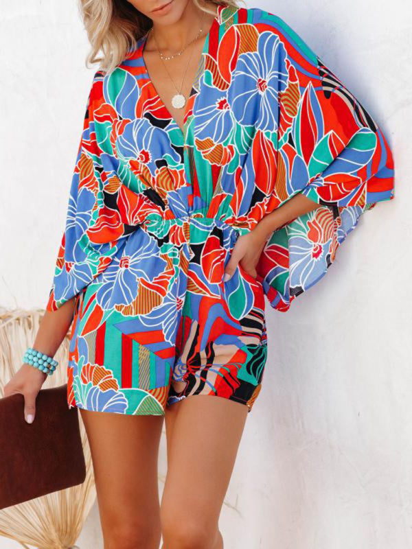 Printed Boho V-Neck Romper