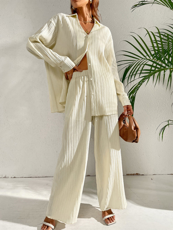 Pleated Wide-Leg Pants Set