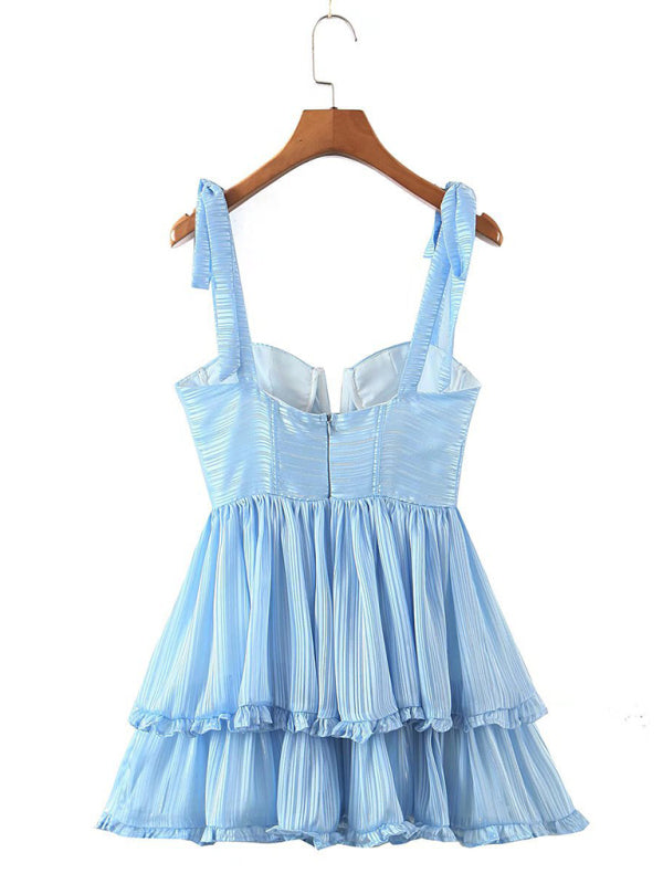 Corset Bodice Pleated Mini Dress