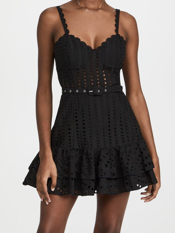 Embroidered-Eyelet Corset Dress