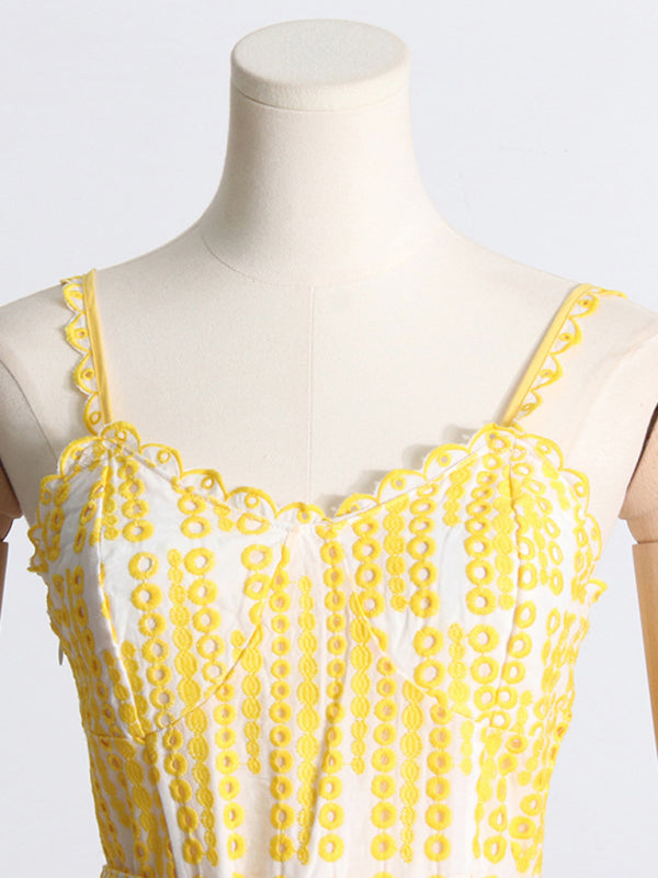 Embroidered-Eyelet Corset Dress