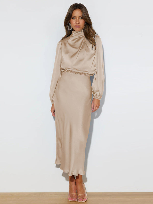 Satin Long Sleeve Dress