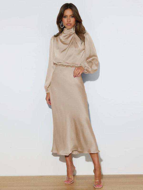 Satin Long Sleeve Dress