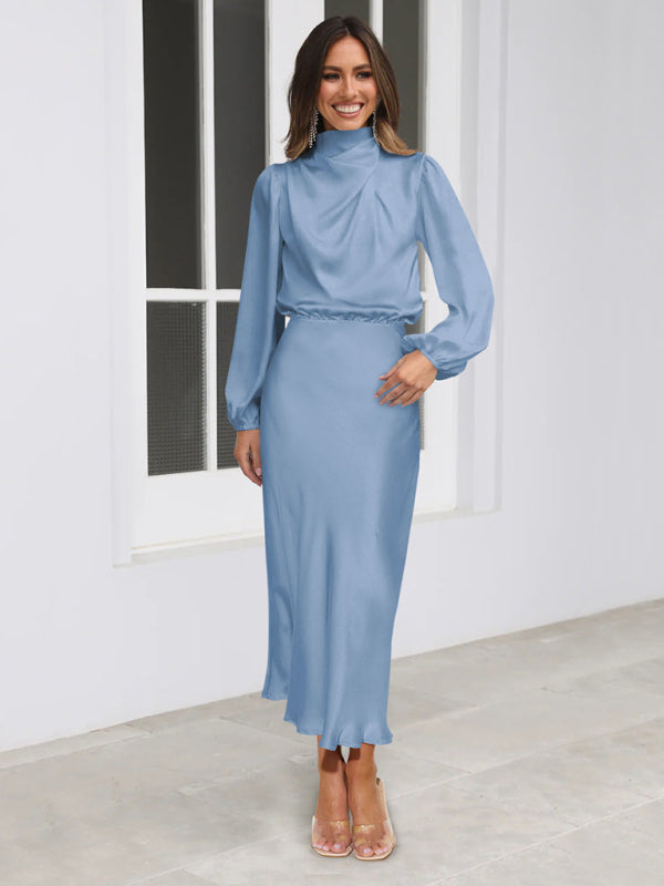 Satin Long Sleeve Dress