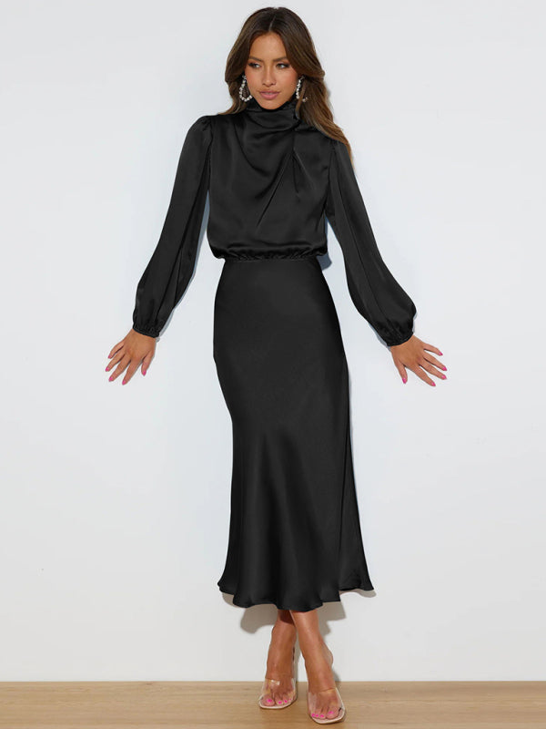 Satin Long Sleeve Dress