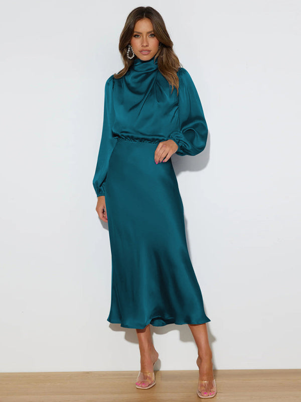 Satin Long Sleeve Dress